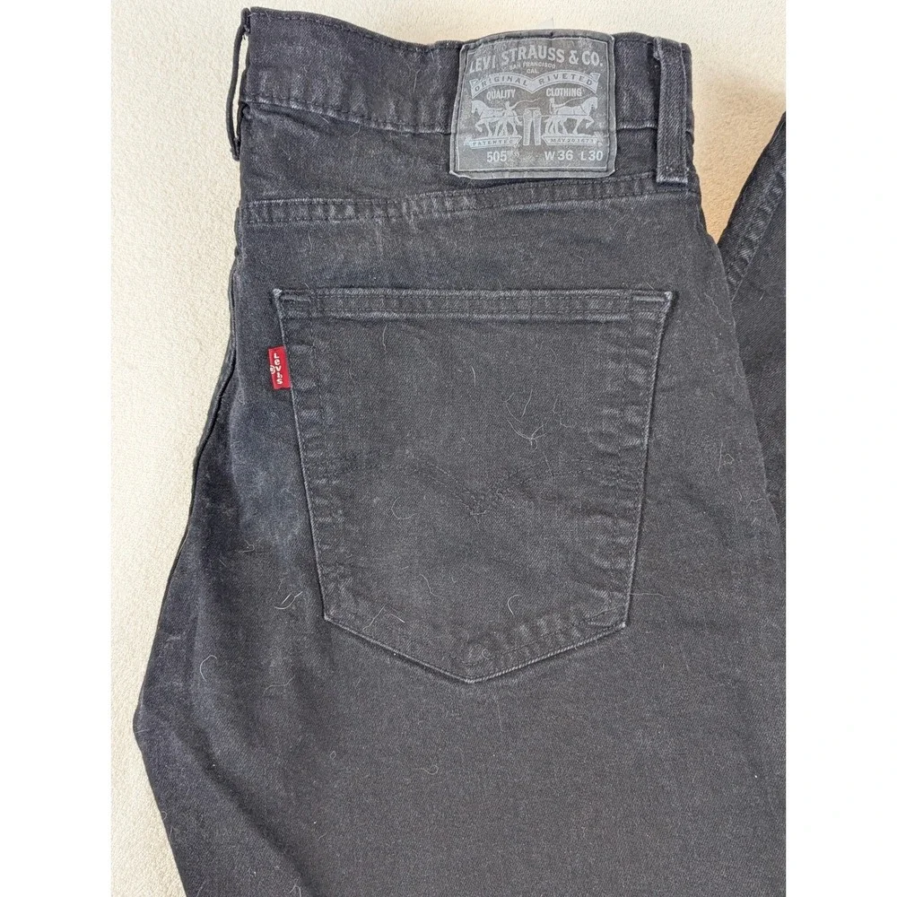 Levi's 505 Regular Fit Black Denim‎ Jeans Mens W36 L30 Classic Straight 5 Pocket